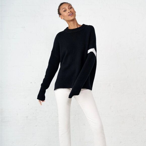 La Ligne Varsity Sweater black 100% cashmere XS - Picture 5 of 9